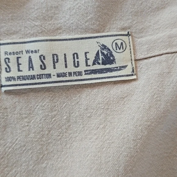 Seaspice Beige Lace Trim Tunic Dress 100% Peruvian Cotton Size M Boho Beach - Picture 3 of 6